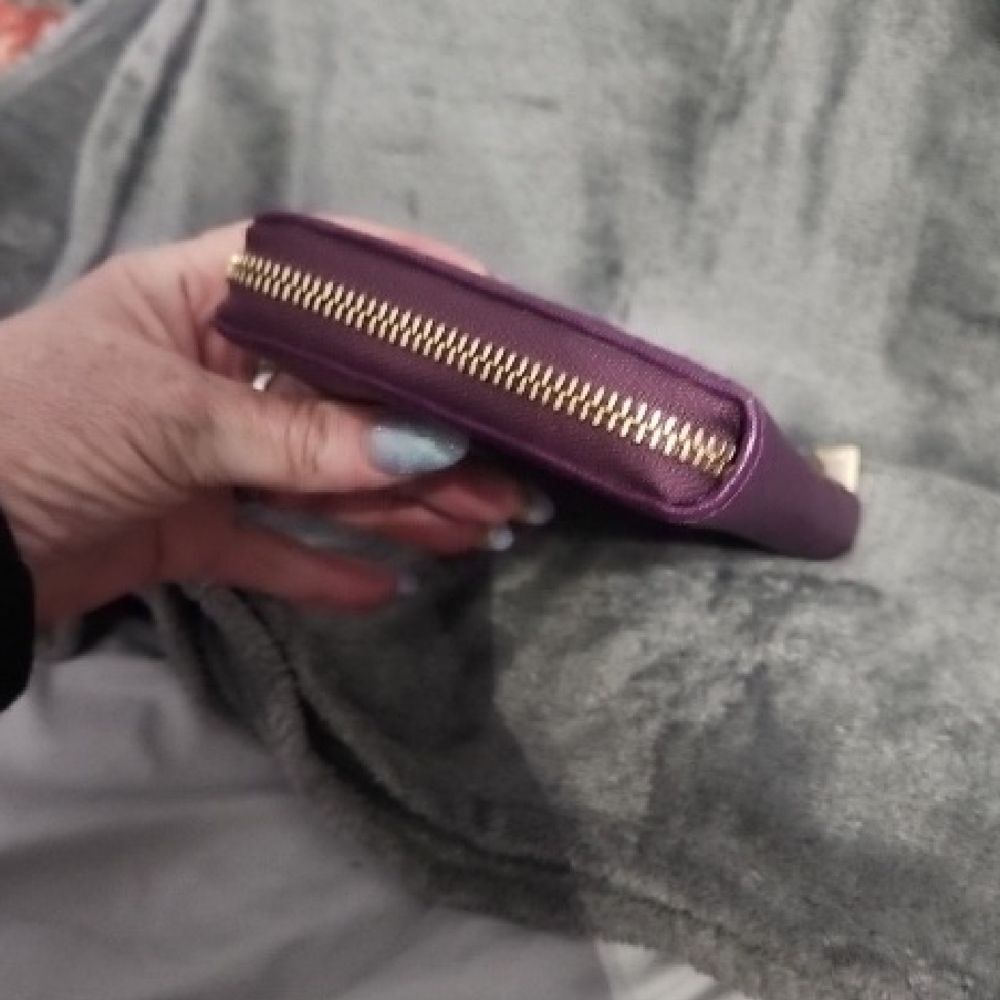 Furla Plum Textured Wallet - Picture 8 of 11